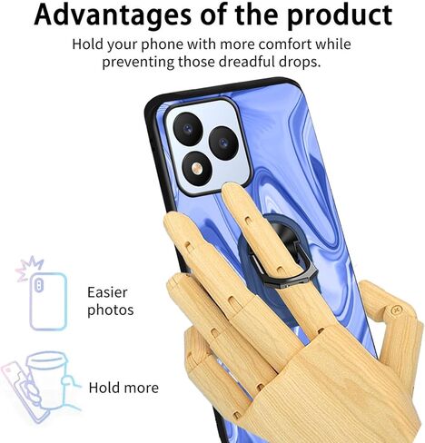 لدوامة J24 2024 Case Ring Ring حامل الحامل مع HD Vortex J24 6.50 "شاشة Glass 9H ، Art Print Blue Navy Lines Design for Men TPU Protect Excorption in Kuwait