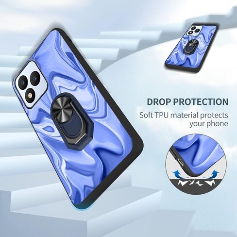 لدوامة J24 2024 Case Ring Ring حامل الحامل مع HD Vortex J24 6.50 "شاشة Glass 9H ، Art Print Blue Navy Lines Design for Men TPU Protect Excorption in Kuwait