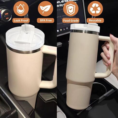 40 OZ Tumbler Lid Replacement, 40 OZ Tumbler Flip Straw Lid Fit for Stanley Adventure Quencher Travel Tumbler 40 OZ, Spill Proof Splash Resistant Tumbler Covers for Stanley Replacement Lid (2 Pack) in Saudi Arabia
