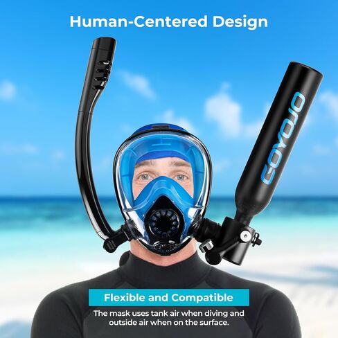 GOYOJO Diving Tank with Snorkel Mask 0.5L Mini Scuba Portable Lungs Oxygen Cylinder Full Face Diving Mask Underwater Breath System in Saudi Arabia