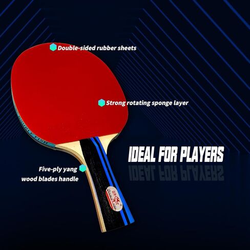 DOUBLE FISH Ping Pong Paddles Set of 4 with 6pcs 3-Star Balls & Storage Case - 4 Players High Performance Table Tennis Paddles Kit for Entertainment or Competition in Saudi Arabia