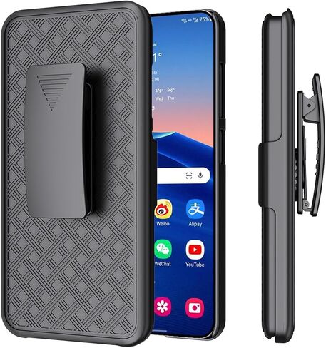 بالنسبة إلى Samsung Galaxy S25 Plus 5G Case Combo Shell مع Kickstand دوار حزام مقطع الحافظة غطاء واقية وعرة 2025 إصدار ، أسود in Saudi Arabia