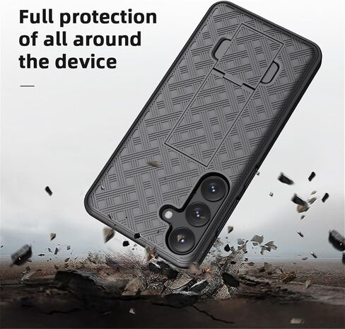 بالنسبة إلى Samsung Galaxy S25 Plus 5G Case Combo Shell مع Kickstand دوار حزام مقطع الحافظة غطاء واقية وعرة 2025 إصدار ، أسود in Saudi Arabia