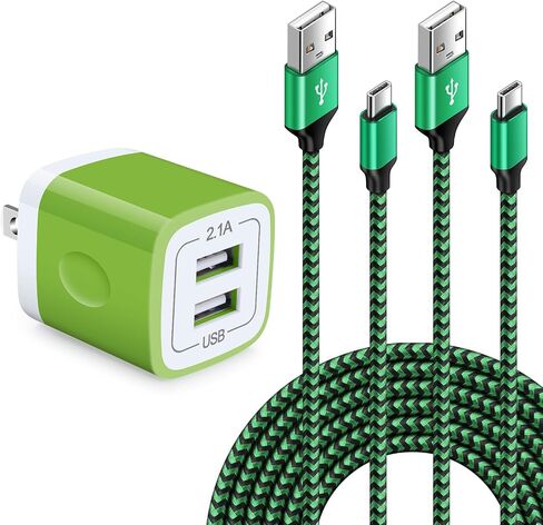 شاحن الجدار كتلة المكونات مزدوجة المنفذ USB C مع 2pack 6ft 6ft شحن سلك C كبل C ل Samsung Galaxy S24 S23 S22 S21 S20 S9 A15 A03S A14 iPhone 16 15 14 ، Google Pixel 9 Pro XL 8 7 6 Pro 8a in Kuwait