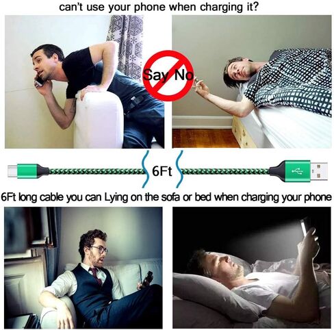شاحن الجدار كتلة المكونات مزدوجة المنفذ USB C مع 2pack 6ft 6ft شحن سلك C كبل C ل Samsung Galaxy S24 S23 S22 S21 S20 S9 A15 A03S A14 iPhone 16 15 14 ، Google Pixel 9 Pro XL 8 7 6 Pro 8a in Kuwait