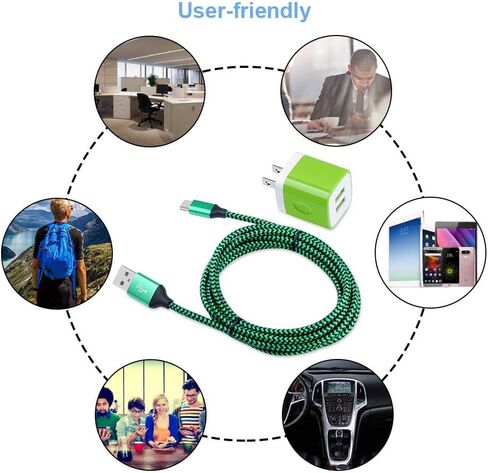 شاحن الجدار كتلة المكونات مزدوجة المنفذ USB C مع 2pack 6ft 6ft شحن سلك C كبل C ل Samsung Galaxy S24 S23 S22 S21 S20 S9 A15 A03S A14 iPhone 16 15 14 ، Google Pixel 9 Pro XL 8 7 6 Pro 8a in Kuwait