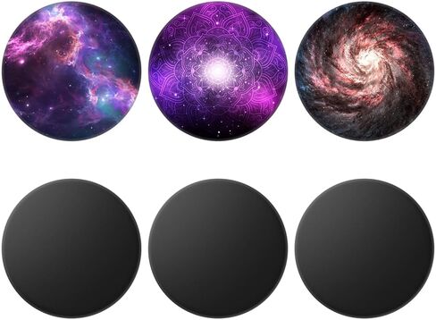 6 Pack Cellphone Phone Grip for Phone, Expanding Stand Cell Phone Collapsible Holder for Smartphones - Purple Galaxy Nebula Black in Saudi Arabia