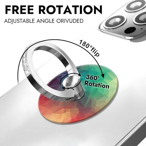 Cell Phone Ring Holder for Smartphone,360 Degree Rotation Finger Kickstand Phone Diamond Ring Stand Grip - Colorful Diamond and Pearl Bling in Saudi Arabia