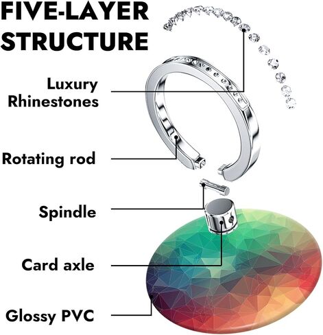 Cell Phone Ring Holder for Smartphone,360 Degree Rotation Finger Kickstand Phone Diamond Ring Stand Grip - Colorful Diamond and Pearl Bling in Saudi Arabia