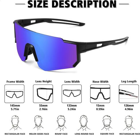 STORYCOAST Polarized Sports Sunglasses for Men Women,Driving Fishing Cycling Mountain Bike Sunglasses UV400 Protection in Saudi Arabia