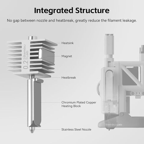 Bambu Lab A1/A1mini Hotend 0.4mm High Temp&Fast Speed Stainless Steel Nozzle+Heating Block Integrated Structure Compatible with Bambu Lab A1&A1 Mini 3D Printer in Kuwait