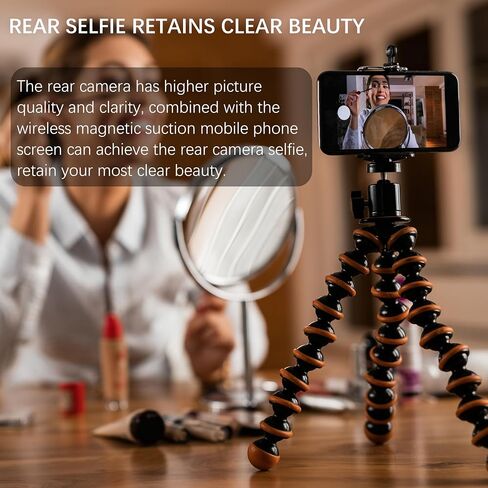 Selfie Monitor Screen for iPhone, Rear Back Camera for Selfie Vlog Live Stream, Wireless Connection with Remote Control Magnetic Mount for iPhone Samsung Galaxy, and More (White, 4 Inch) in Kuwait