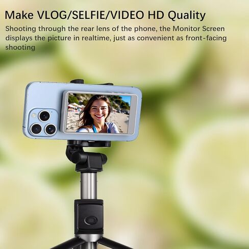 Selfie Monitor Screen for iPhone, Rear Back Camera for Selfie Vlog Live Stream, Wireless Connection with Remote Control Magnetic Mount for iPhone Samsung Galaxy, and More (White, 4 Inch) in Kuwait