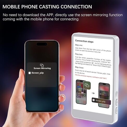 Selfie Monitor Screen for iPhone, Rear Back Camera for Selfie Vlog Live Stream, Wireless Connection with Remote Control Magnetic Mount for iPhone Samsung Galaxy, and More (White, 4 Inch) in Kuwait