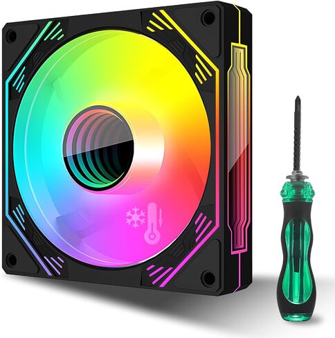 PC Fans, CPU Fan 120mm ARGB Case Cooler Fan, 120mm PWM Case Fan Optimized for Static Pressure,up to 1800RPM Cooling Fan, 4 Pin ARGB LED, 3 Pack Black Single Fan in Saudi Arabia