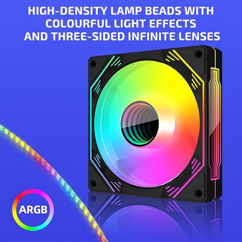 PC Fans, CPU Fan 120mm ARGB Case Cooler Fan, 120mm PWM Case Fan Optimized for Static Pressure,up to 1800RPM Cooling Fan, 4 Pin ARGB LED, 3 Pack Black Single Fan in Saudi Arabia