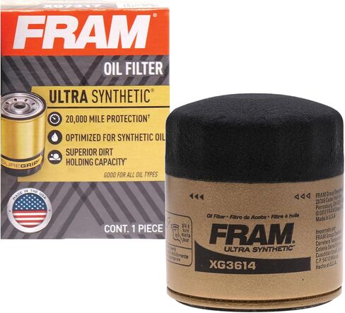 FRAM Ultra Synthetic Automotive Replacement Oil Filter, Designed for Synthetic Oil Changes Lasting up to 20k Miles, XG3614 with SureGrip (Pack of 1) in Kuwait