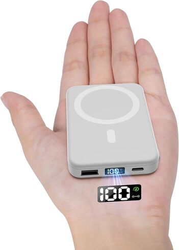 Wireless Power Bank 10000mAh Fast Charging,Slim Magnetic Portable Charger USB C PD 22.5W,Small LED Display Battery Pack for Mag-Safe/ iPhone16/15/14/13/12 /11 (White) in Saudi Arabia
