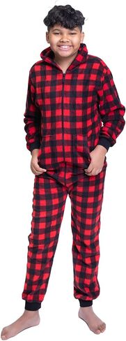 Hoodie Onesie Jumpsuit Pajama in Micro Polar Fleece for Boys & Girls One Piece Prints in Kuwait
