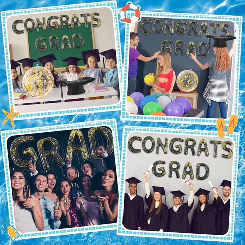 Sumind 15 Pcs Congrats Grad Inflatable Pool Floats Letter Set Graduation Hat Pool Float 20 Inch Inflatable Pool Balloons Floatie Decorations for Pool Graduation Party with Adhesive Dots Sticker in Saudi Arabia