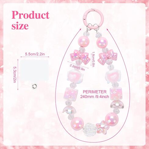 Beaded Wrist Strap, Cute Phone Charms, Cell Phone Charms Strap,iPhone Chain String keychain Wallet key in Saudi Arabia