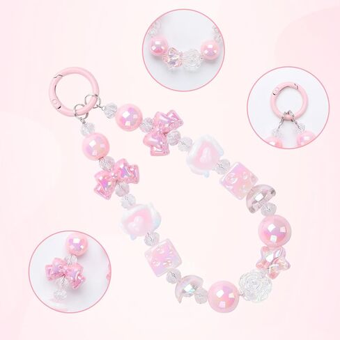 Beaded Wrist Strap, Cute Phone Charms, Cell Phone Charms Strap,iPhone Chain String keychain Wallet key in Saudi Arabia