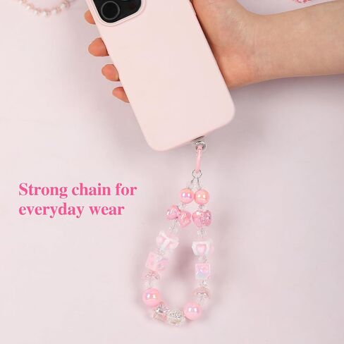 Beaded Wrist Strap, Cute Phone Charms, Cell Phone Charms Strap,iPhone Chain String keychain Wallet key in Saudi Arabia