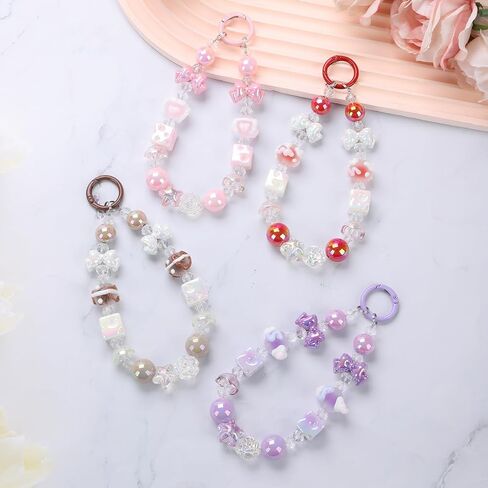 Beaded Wrist Strap, Cute Phone Charms, Cell Phone Charms Strap,iPhone Chain String keychain Wallet key in Saudi Arabia