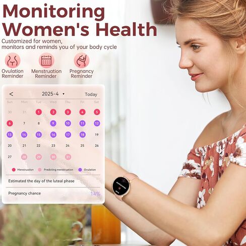 Smart Watches for Women with Diamonds (Make/Answer Call) 1.19" AMOLED Screen Fitness Tracker Heart Rate Sleep Monitor 100+ Sport Modes Waterproof Smartwatch with Various Dials for iPhone Android Phone in Saudi Arabia
