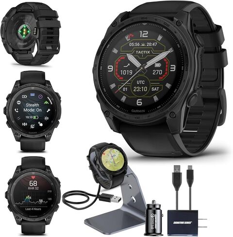 Garmin tactix 8 Solar: AB Elite Edition Premium Tactical GPS Smartwatch | Applied Ballistics Elite Solver, Stealth Mode, Flashlight, Topo Mapping, Health Metrics, with Signature Series Charger Bundle in Kuwait