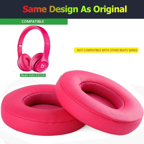 Beats Solo 3 Wireless Ear Pads Replacement, BUTIAO Protein Leather Memory Foam Headphone Earpads Ear Cushion Pad for Beats by Dre Solo 3 Wireless & Solo 2 Wireless Over Ear Headsets (Pink) in Saudi Arabia