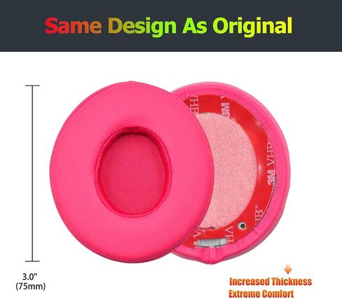 Beats Solo 3 Wireless Ear Pads Replacement, BUTIAO Protein Leather Memory Foam Headphone Earpads Ear Cushion Pad for Beats by Dre Solo 3 Wireless & Solo 2 Wireless Over Ear Headsets (Pink) in Saudi Arabia