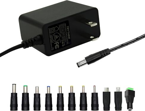 6V 2A Power Adapter Supply,6V 2A 12W Universal AC110V to DC6V Power Supply Adapter with 5.5mm x 2.1mm Tip and 11 Interchangeable Jacks Plug for 2000mA 1500mA 1000mA 800mA 500mA 400mA Equipment(1 Pack) in Kuwait
