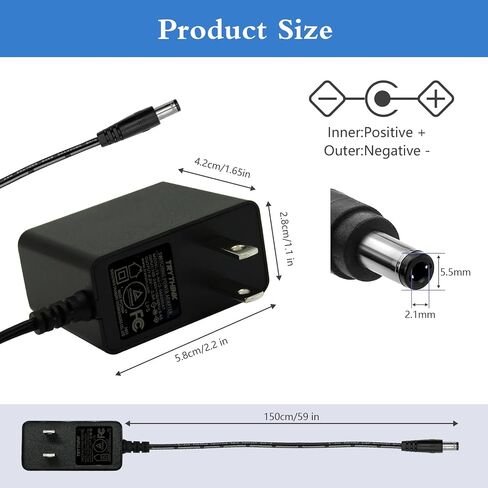 6V 2A Power Adapter Supply,6V 2A 12W Universal AC110V to DC6V Power Supply Adapter with 5.5mm x 2.1mm Tip and 11 Interchangeable Jacks Plug for 2000mA 1500mA 1000mA 800mA 500mA 400mA Equipment(1 Pack) in Kuwait