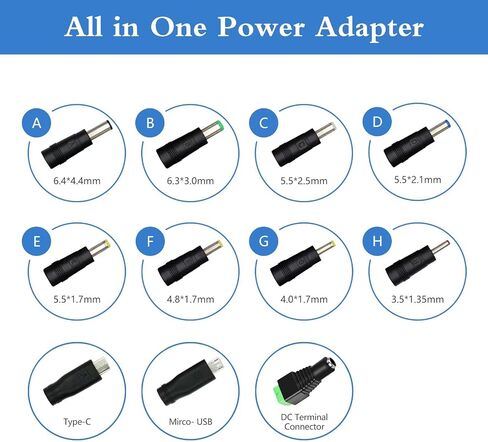 6V 2A Power Adapter Supply,6V 2A 12W Universal AC110V to DC6V Power Supply Adapter with 5.5mm x 2.1mm Tip and 11 Interchangeable Jacks Plug for 2000mA 1500mA 1000mA 800mA 500mA 400mA Equipment(1 Pack) in Kuwait