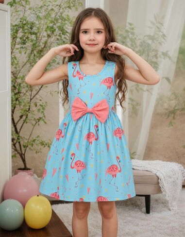 RETSUGO Little Girl A-Line Dresses Bowknot Dress for Baby Girls Casual Toddler Girl Dresses for Party Girl Dress 1-8 Years in Saudi Arabia