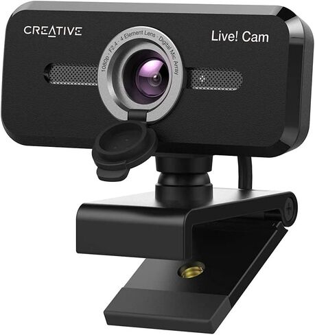Creative Live! Cam Sync 1080p V2 Full HD Wide-Angle USB Webcam with Auto Mute and Noise Cancellation for Video Calls, Improved Dual Built-in Mic, Privacy Lens Cap, Universal Tripod Mount (Renewed) in Saudi Arabia