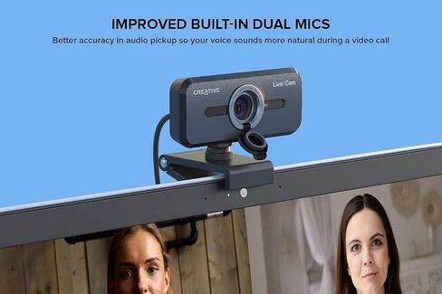 Creative Live! Cam Sync 1080p V2 Full HD Wide-Angle USB Webcam with Auto Mute and Noise Cancellation for Video Calls, Improved Dual Built-in Mic, Privacy Lens Cap, Universal Tripod Mount (Renewed) in Saudi Arabia