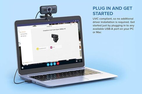 Creative Live! Cam Sync 1080p V2 Full HD Wide-Angle USB Webcam with Auto Mute and Noise Cancellation for Video Calls, Improved Dual Built-in Mic, Privacy Lens Cap, Universal Tripod Mount (Renewed) in Saudi Arabia