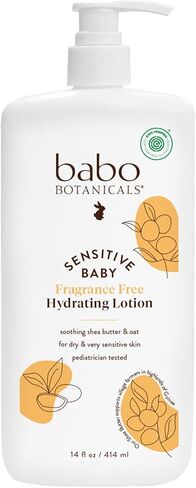 BABO Botanicals Sensitive Baby Fragrance-Free Daily Hydrating Baby Lotion - Shea Butter & Jojoba Oil - for Body & face - for Babies, Kids & Adults with Sensitive Skin - EWG Verified - Vegan in Kuwait