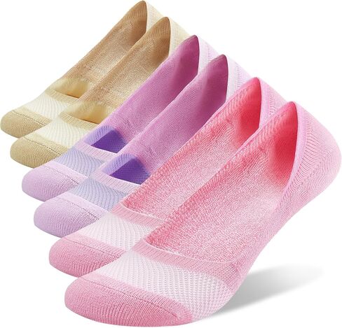 No Show Socks Womens - 6 Pairs Cotton Ankle Socks for Women, Cushioned Low Cut Casual Socks Invisible Flat Boat Liner in Saudi Arabia