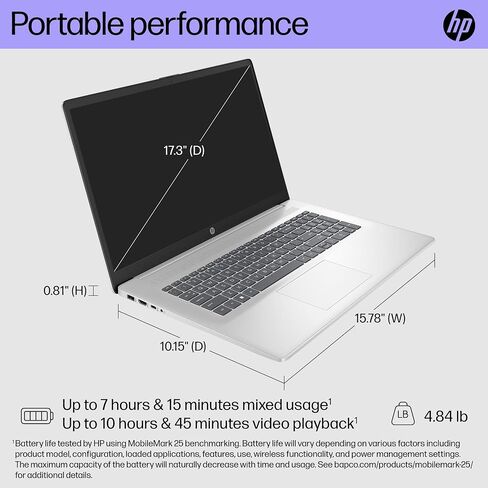 HP 17 inch Touchscreen Laptop for Business, 17.3" HD+ Touch Screen, Intel 10-Core 7-150U(up to 5.4 GHz), 64 GB RAM, 4 TB SSD, Backlit Keyboard, Wi-Fi 6, MS Office 2024, Windows 11 Pro, w/Accessories in Saudi Arabia
