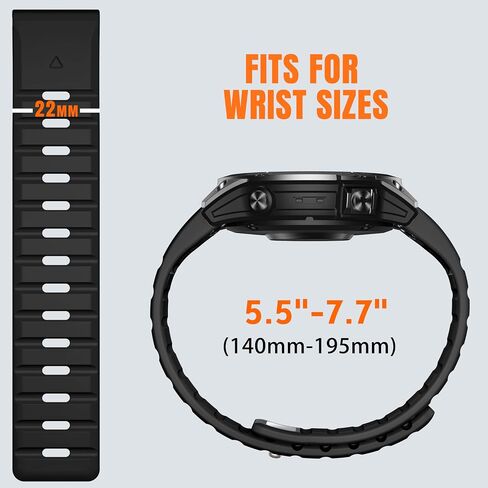 متوافق مع نطاقات مراقبة غريزة Garmin - Silicone Silicone Rugged Sport STRAP FIT 22 مم شريط مشاهدة لـ Fenix ​​E/8/7/6/5/Forerunner 965/955/945/935/745/EPIX 2/النهج S70/S62/S60 in Kuwait