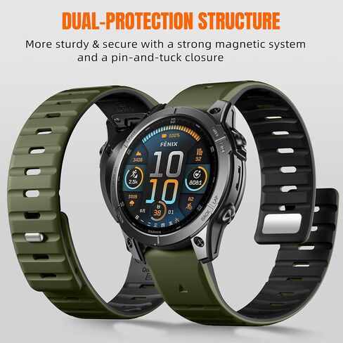 متوافق مع نطاقات مراقبة غريزة Garmin - Silicone Silicone Rugged Sport STRAP FIT 22 مم شريط مشاهدة لـ Fenix ​​E/8/7/6/5/Forerunner 965/955/945/935/745/EPIX 2/النهج S70/S62/S60 in Kuwait