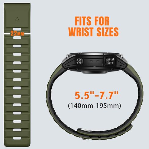 متوافق مع نطاقات مراقبة غريزة Garmin - Silicone Silicone Rugged Sport STRAP FIT 22 مم شريط مشاهدة لـ Fenix ​​E/8/7/6/5/Forerunner 965/955/945/935/745/EPIX 2/النهج S70/S62/S60 in Kuwait