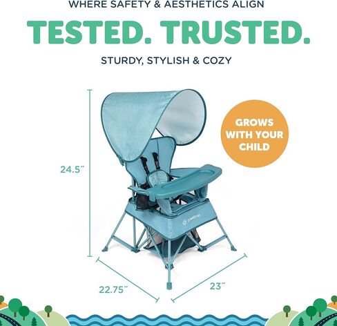 Baby Delight Go with Me Venture Portable Chair | Indoor and Outdoor | Sun Canopy | 3 Child Growth Stages | Blue Wave in Kuwait