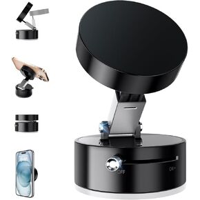 Vacuum Magnetic Suction Phone Holder,2025 Upgraded Adjustable Suction Cup Car Phone Mount,Foldable and Retractable Mobile Phone Holder for Car/Gym/Mirror/Smooth Surface to iPhone 16/15/14/13/12 Series