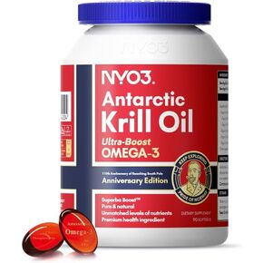 Krill Oil Omega 3 Supplement 1000mg 90 Softgels EPA & DHA, Pure Antarctic Krill Oil with Astaxanthin and 56% Phospholipids Laboratory Tested