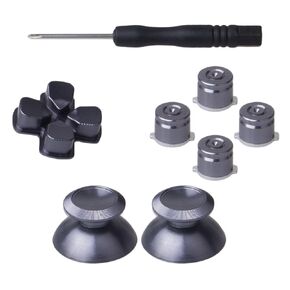 YoRHa 8 in 1 Metal Aluminum Thumbsticks Analog Sticks Joysticks & Bullet Buttons & D-pad eplacement Repair Kits(Gun Grey) for PS4/Slim/Pro Dualshock 4 Controller with Screwdriver