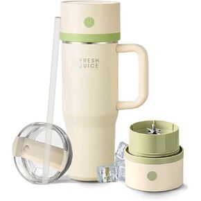 Fresh Juice TumblerBlend Portable Blender with 30oz Insulated Cup, Cordless USB-C Rechargeable, Powerful 16-Blade Motor, Compatible with Stanley 30oz Quencher H2.0 FlowState for Smoothies & Shakes